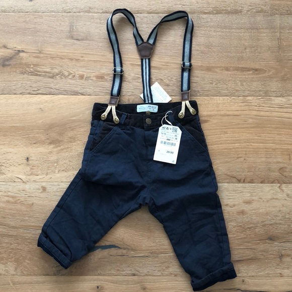 baby boy navy pants with suspenders
